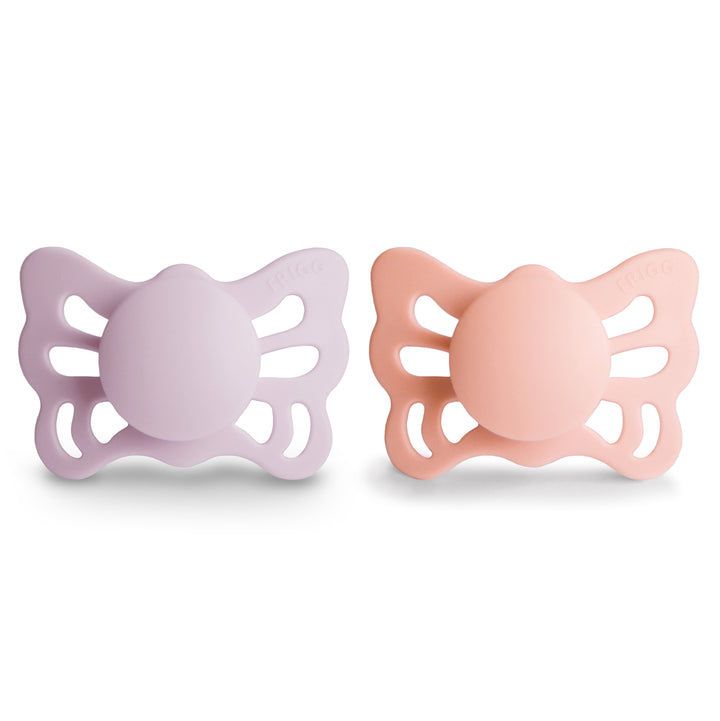 FRIGG Butterfly 2-Pack Pacifiers - Soft Lilac/Pretty In Peach