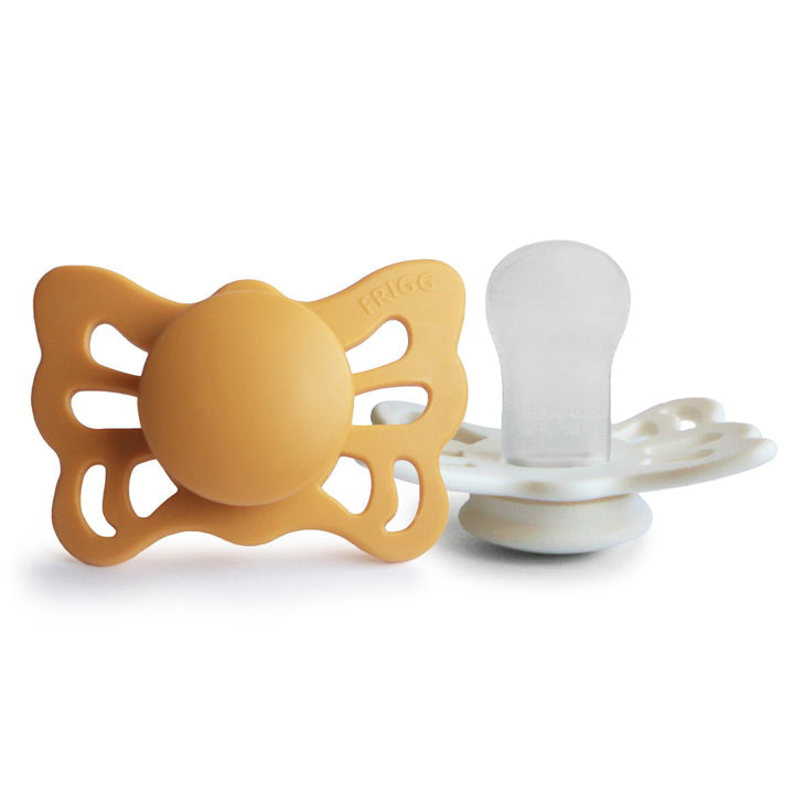 FRIGG Butterfly 2-Pack Pacifiers - Honey Gold/Cream