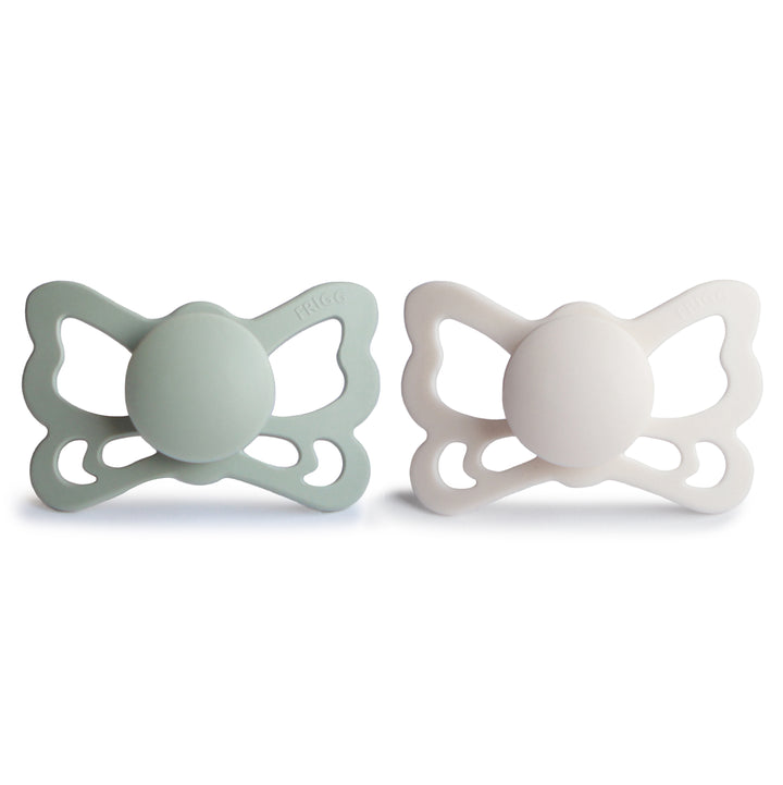 FRIGG Butterfly 2-Pack Pacifiers - Sage/Silver Gray
