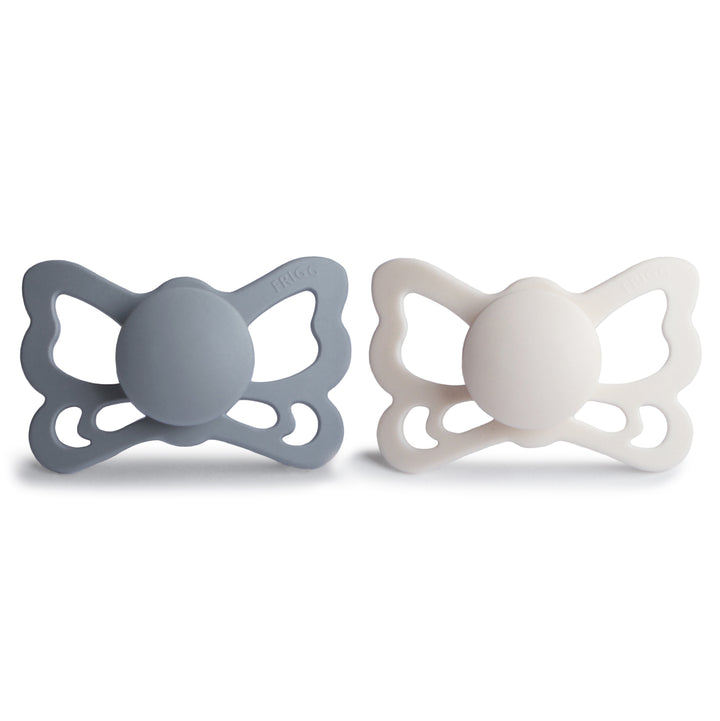 FRIGG Butterfly 2-Pack Pacifiers - Great Gray/Silver Gray