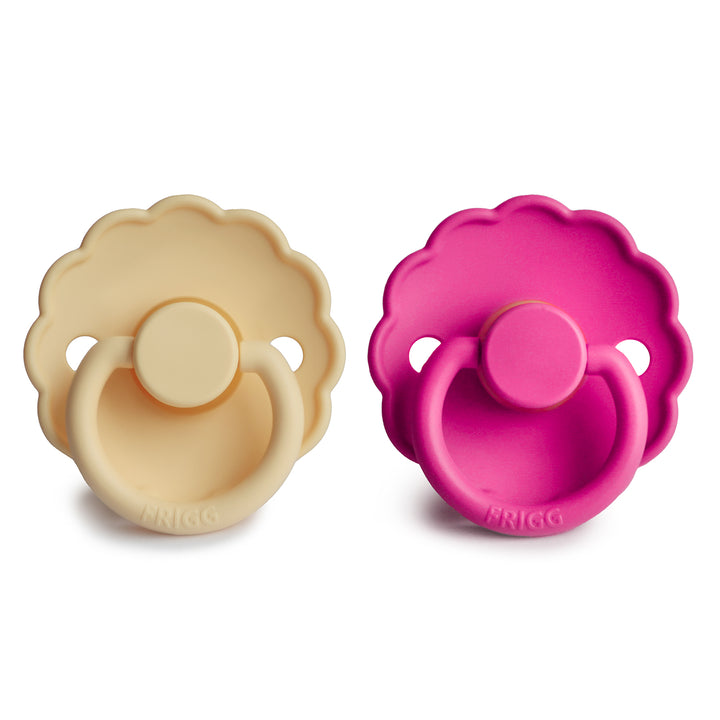 FRIGG Daisy 2-Pack Pacifiers - Pale Daffodil/Fuchsia