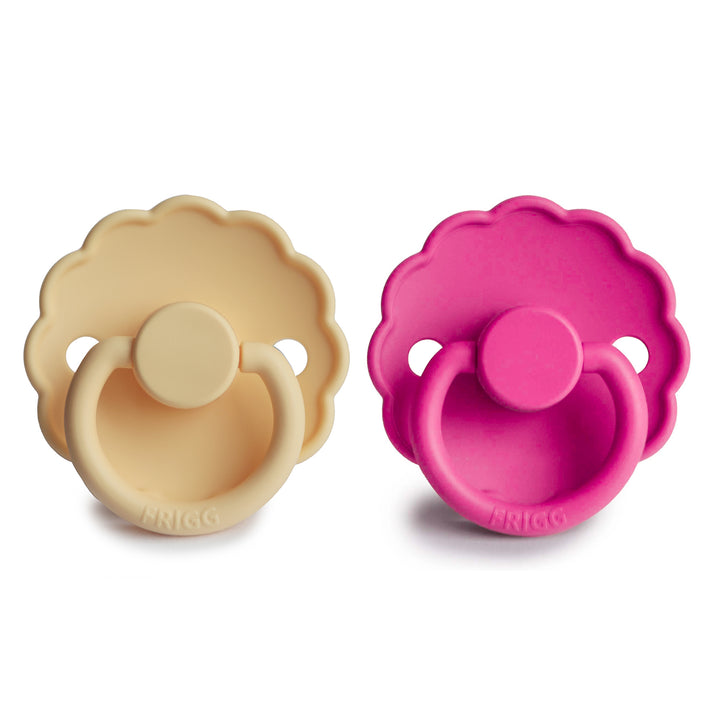 FRIGG Daisy 2-Pack Pacifiers - Pale Daffodil/Fuchsia